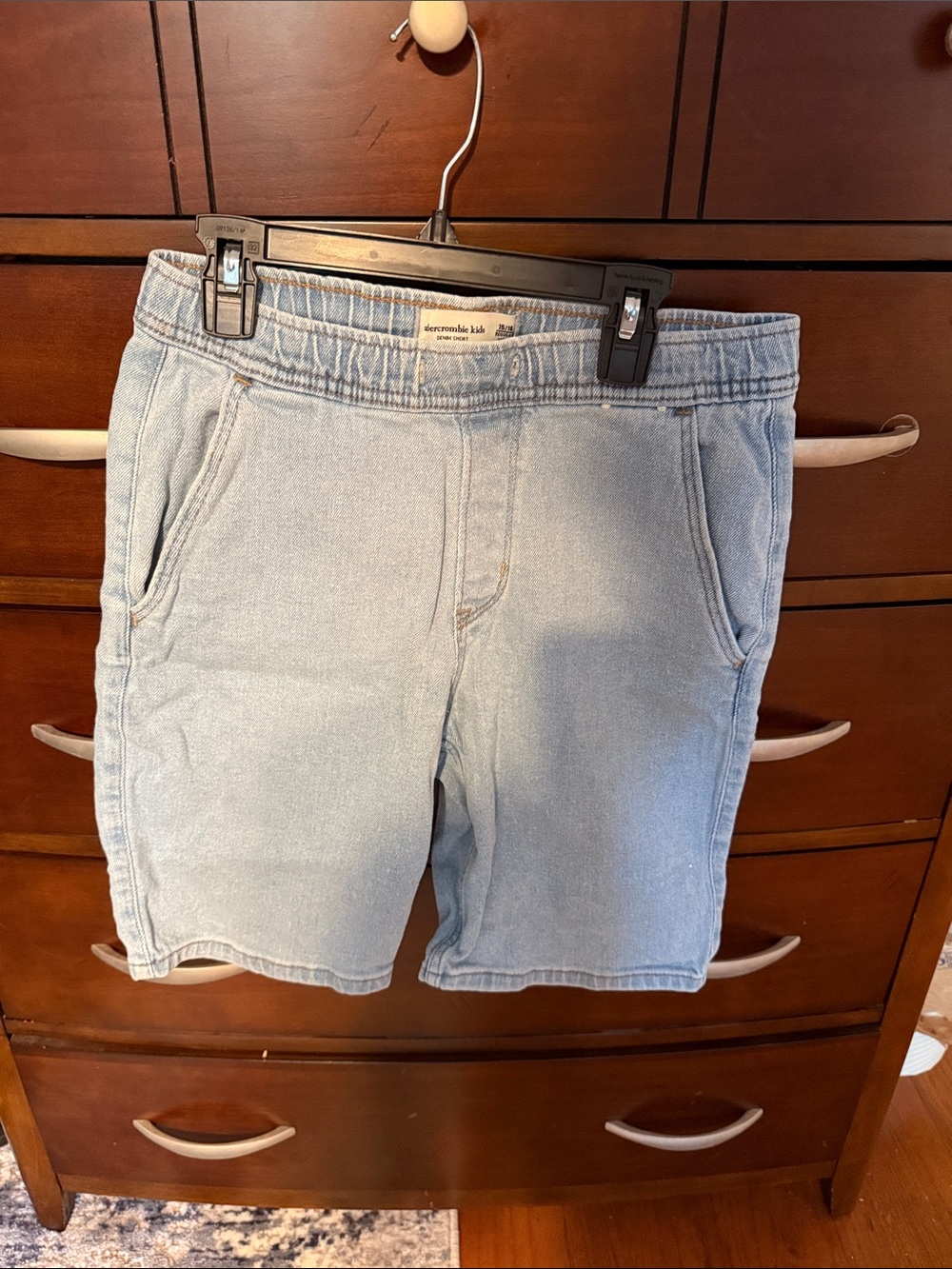 abercrombie kids light blue denim hybrid shorts